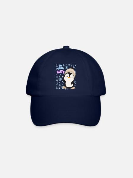 Niedlicher Winter-Pinguin-Pullover für Damen, ich bin schneeweiß süß - Baseballkappe - Blau/Blau