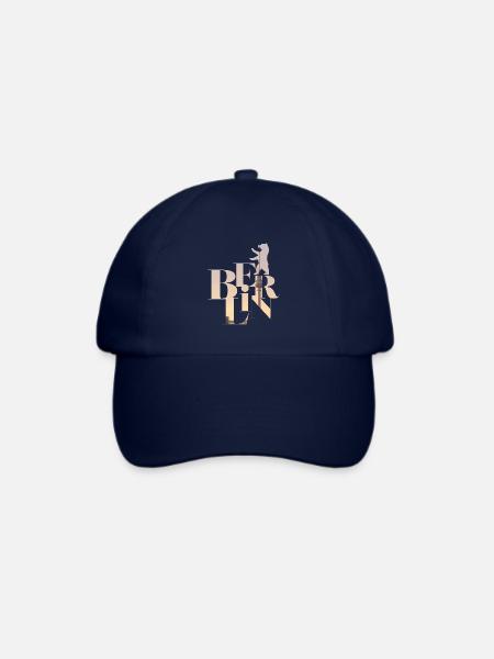 Berlin Elegante Schrift mit Skyline + Berliner Bär - Baseballkappe - Blau/Blau