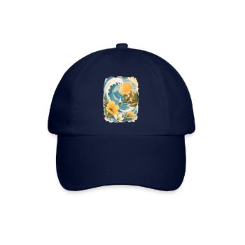 Sonne Meer Wellen Retro Strand Urlaub - Baseballkappe - Blau/Blau - Vorne