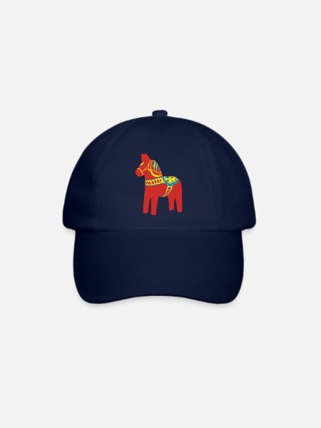Dalahäst Dalecarlian Horse Dala-Pferd. Schweden - Baseballkappe - Blau/Blau