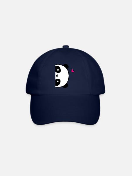 Süßes Panda Poster mit Herz - Baseballkappe - Blau/Blau
