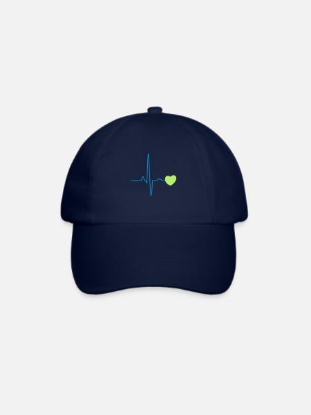 Herzschlag mit Herz 2c - Baseballkappe - Blau/Blau