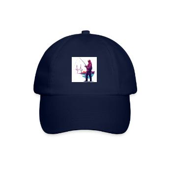 Angler mit Herzschlag: Meister der Geduld - Baseballkappe - Blau/Blau - Vorne