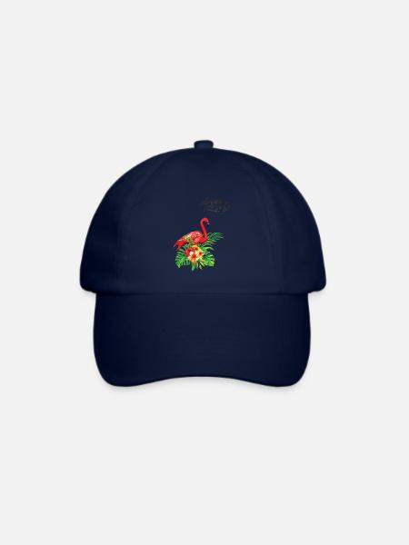 Red Flamingo and Flowers summer design tropical - Baseballkappe - Blau/Blau