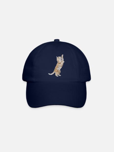 Geometrische spielende Katze - Baseballkappe - Blau/Blau