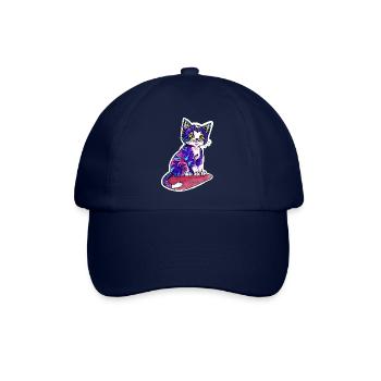 Kleine Katze im lila Pelz - Baseballkappe - Blau/Blau - Vorne
