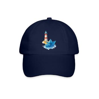 papierboot aquarell lechtturm - Baseballkappe - Blau/Blau - Vorne