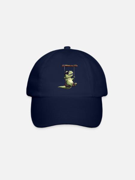 Cooler Dino auf der Schaukel T-Rex Sonnenbrille - Baseballkappe - Blau/Blau