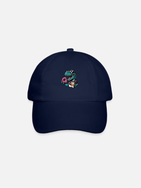 Süßer Dino T-Rex Donut Kaffee - Baseballkappe - Blau/Blau