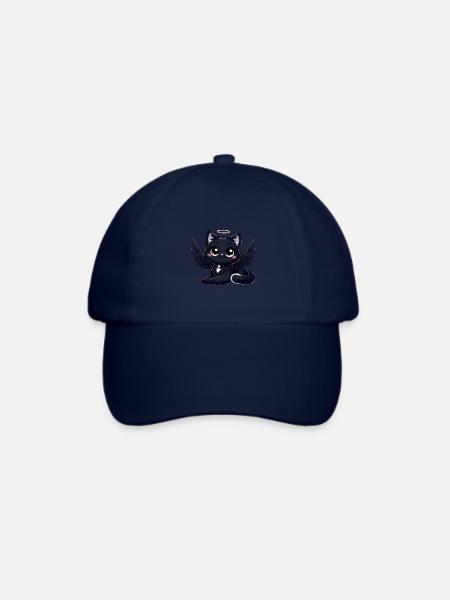 Gothic Katze süß schwarzer Engel mit Flügeln - Baseballkappe - Blau/Blau
