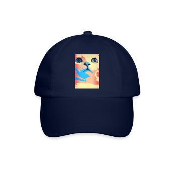 Katze mit lustigen Augen Warhol Stil - Baseballkappe - Blau/Blau - Vorne