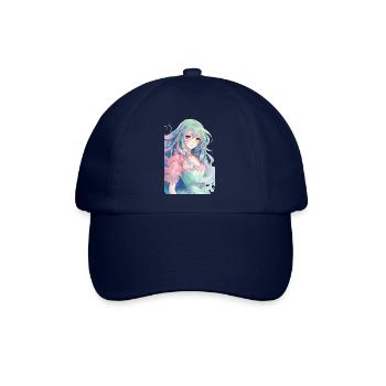 Anime-Mädchen mit blauen und grünen Haaren - Baseballkappe - Blau/Blau - Vorne