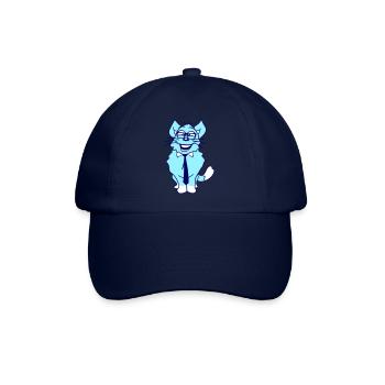 Schlaue Nerd Katze Hornbrille Geek Krawatte Brille - Baseballkappe - Blau/Blau - Vorne