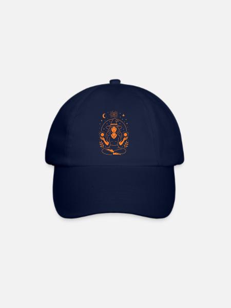Hexe in der Meditation Magie und Energie Orange - Baseballkappe - Blau/Blau
