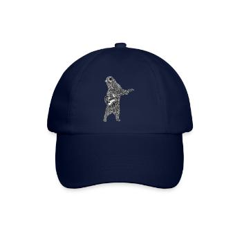 Bär Grizzly spielt E-Gitarre und brüllt dabei - Baseballkappe - Blau/Blau - Vorne