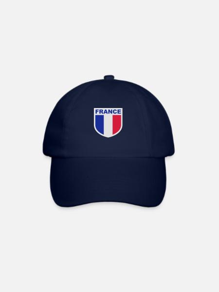 France Text Emblem Wappen Französische Flagge - Baseballkappe - Blau/Blau
