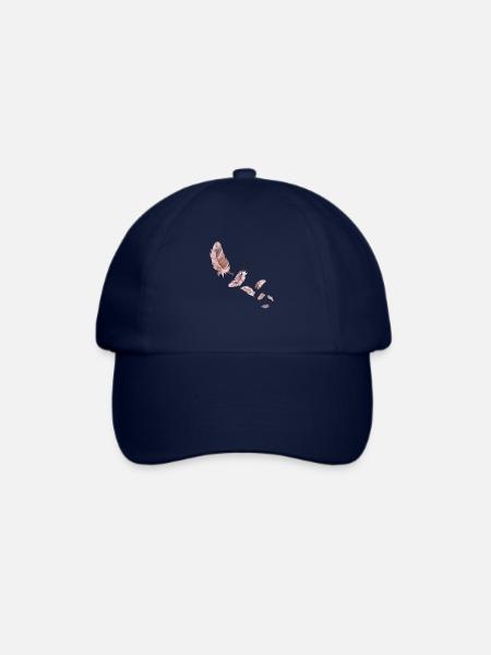Sieben rosa Flamingofedern - Baseballkappe - Blau/Blau