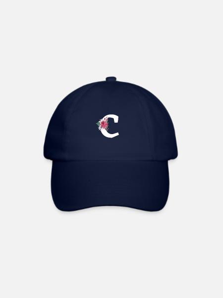 Floraler Buchstabe c - Baseballkappe - Blau/Blau