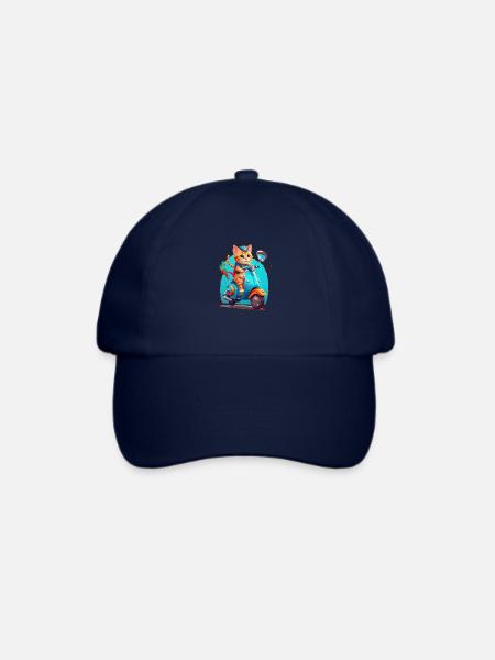 Katze fährt Roller - Baseballkappe - Blau/Blau