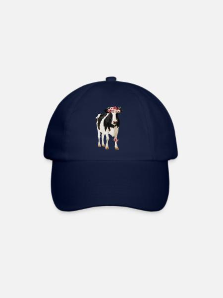 Holstein Kuh mit Blüten - Baseballkappe - Blau/Blau