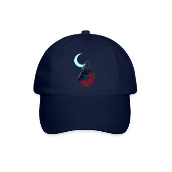 krähe, Rosenblüte, Mondsichel, goth, Vögel - Baseballkappe - Blau/Blau - Vorne