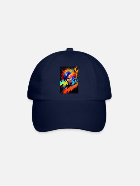 Buntes Kunst Potrait Mann 1 - Baseballkappe - Blau/Blau
