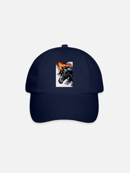 Schwarzes Einhorn - Baseballkappe - Blau/Blau