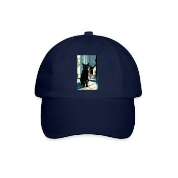 Kurzhaarige Hauskatze in der Nacht - Baseballkappe - Blau/Blau - Vorne