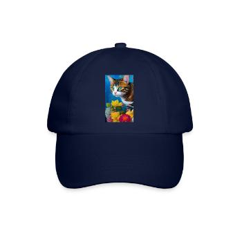 Niedliche kurzhaarige Hauskatze - Baseballkappe - Blau/Blau - Vorne