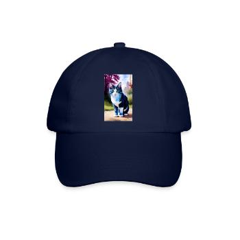 Häusliche kurzhaarige Katze sieht dich an - Baseballkappe - Blau/Blau - Vorne