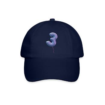 Zahl 3 als Ballon: Geburtstag, Jahrestag, Sieger - Baseballkappe - Blau/Blau - Vorne