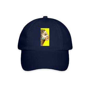 Künstlerisches Frauenportrait mit Spiralmuster - Baseballkappe - Blau/Blau - Vorne