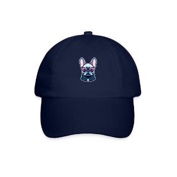 Französische Bulldogge Hund Illustration - Baseballkappe - Blau/Blau - Vorne