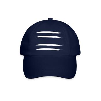 Vier 4 weiße Streifen Pinsel horizontal - Baseballkappe - Blau/Blau - Vorne
