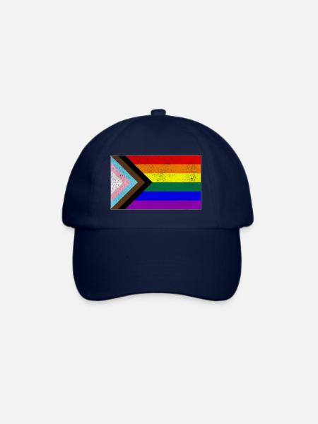 Distressed Progress LGBTQ Pride Flagge - Baseballkappe - Blau/Blau