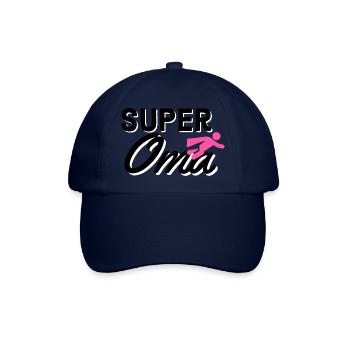 Super Oma Text mit Figur flieger Geschenkidee - Baseballkappe - Blau/Blau - Vorne