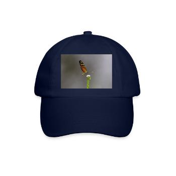 Der Schmetterling auf der Blume - Baseballkappe - Blau/Blau - Vorne