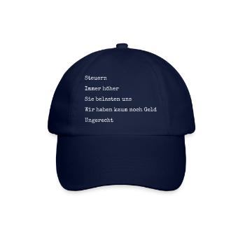 Steuern Politik Gedicht - Baseballkappe - Blau/Blau - Vorne