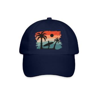 Beach Style: Surfen, Sonnenuntergang und Palmen - Baseballkappe - Blau/Blau - Vorne