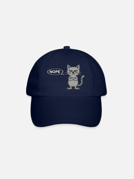 Skeptische Katze NOPE-Statement - Baseballkappe - Blau/Blau