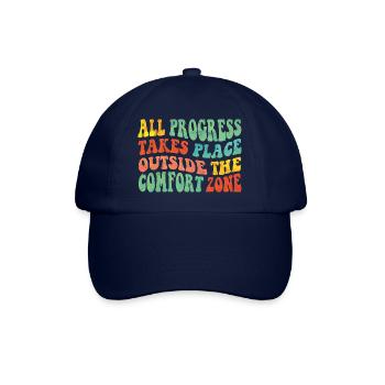 All progress takes place outside the comfort zone - Baseballkappe - Blau/Blau - Vorne