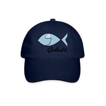 Happy Ichthys - Christliches Symbol Fisch - Baseballkappe - Blau/Blau - Vorne