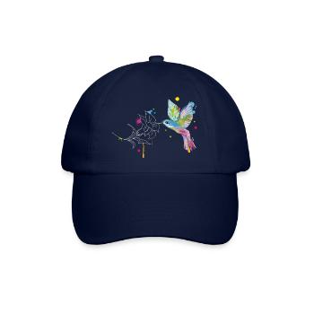 Kolibri und Blüte - Baseballkappe - Blau/Blau - Vorne