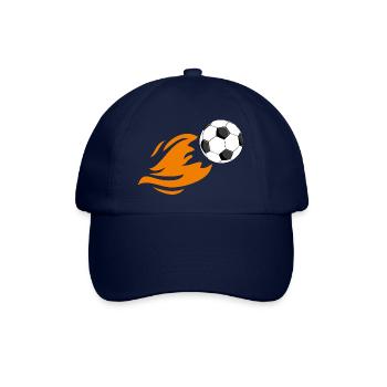 Flammender Fußball - Baseballkappe - Blau/Blau - Vorne