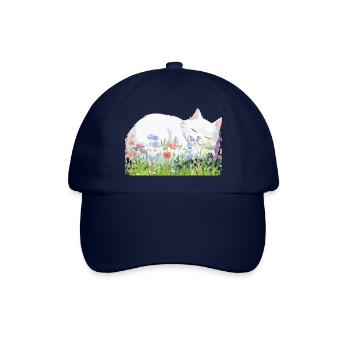 Schlafende Katze - Baseballkappe - Blau/Blau - Vorne