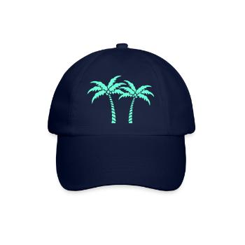 2 Palmen Insel Baum Strand Urlaub Kokosnuss Meer - Baseballkappe - Blau/Blau - Vorne