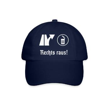 Rechts Raus! (Gegen Rechts / Politik / Fraktur) - Baseballkappe - Blau/Blau - Vorne