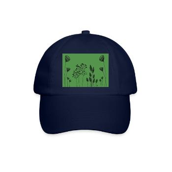 FIneline Blumen Zeichnung schwarz grün - Baseballkappe - Blau/Blau - Vorne