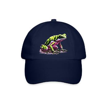 Pfeilgiftfrosch in bunter retro Pixelgrafik - Baseballkappe - Blau/Blau - Vorne