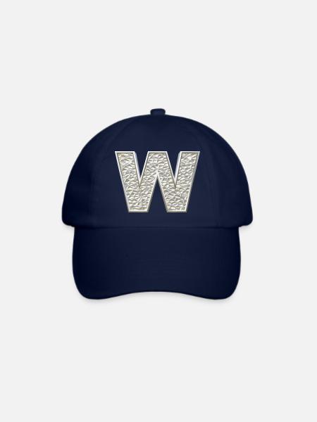 W, letter, initial, monogram, - Baseballkappe - Blau/Blau